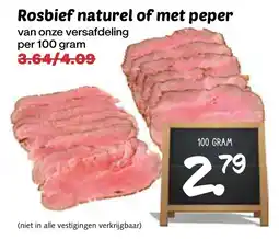 De Boerenschuur Rosbief naturel of met peper aanbieding