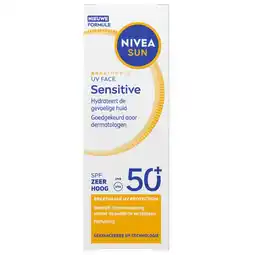 Kruidvat NIVEA Sun Breathable Uv Face Sensitive SPF50+ Zonnecrème aanbieding
