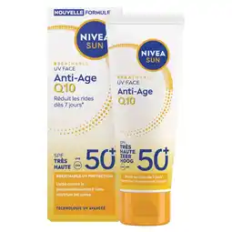 Kruidvat NIVEA Sun Breathable Uv Face Anti-Age Q10 SPF50+ Zonnecrème aanbieding