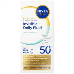 Kruidvat NIVEA Sun Uv Face Specialist Invisible Daily Fluid SPF50+ Zonnefluïde aanbieding