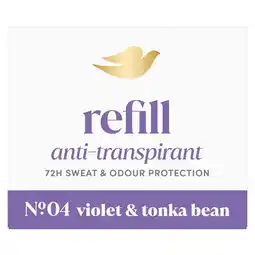 Kruidvat Dove No.4 Violet & Tonka Bean Antitranspirant Deodorant Navulling aanbieding