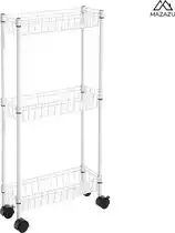 Bol.com MIRA Home - Keukentrolley - Keukenrek - 4 lagen - Trolley - Wit - Serveerwagen - Keuken - 40x15x80cm aanbieding