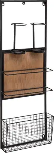 Bol.com Metalen wijnflessen wandrek/wijnrek voor 4 flessen 40 x 11 x 34 cm zwart - Wijnfles houder aanbieding