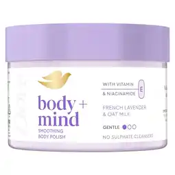 Kruidvat Dove Body+Mind French Lavender & Oat Milk Smoothing Body Polish aanbieding