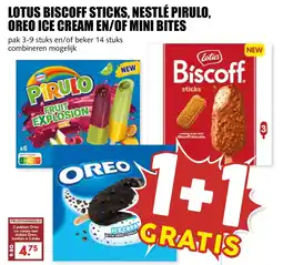De Boerenschuur Lotus biscoff sticks, nestlé pirulo, oreo ice cream en/of mini bites aanbieding
