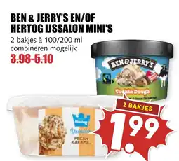De Boerenschuur Ben & jerry's en/of hertog ijssalon mini's aanbieding