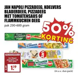 De Boerenschuur Jan napoli pizzadeeg, koelvers bladerdeeg, pizzadeeg met tomatensaus of flammkuchen deeg aanbieding
