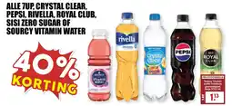 De Boerenschuur Alle 7up, crystal clear, pepsi, ri̇vella, royal club, sisi zero sugar of sourcy vitamin water aanbieding