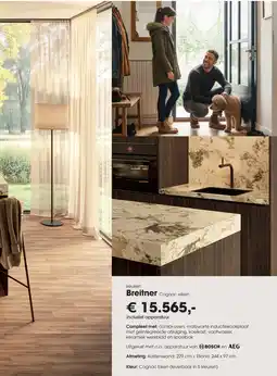 Superkeukens Bosch en AEG Breitner Cognac eiken aanbieding