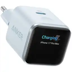 MediaMarkt Anker Nano Oplader 45w Met Smart Display Blauw Wandlader aanbieding