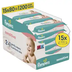 Kruidvat Pampers Sensitive 2-In-1 Babydoekjes aanbieding