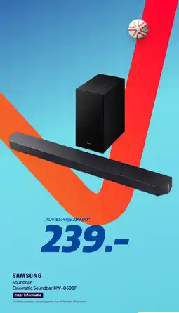 Electroworld Samsung Soundbar Cinematic Soundbar HW-Q600F aanbieding