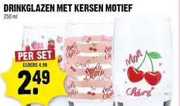 Dirck 3 drinkglazen met kersen motief aanbieding
