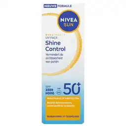 Trekpleister NIVEA Breathable Uv Face Shine Control SPF50+ Zonnecrème aanbieding