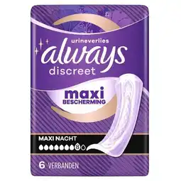 Trekpleister Always Discreet Maxi Bescherming Maxi Nacht Incontinentieverband aanbieding