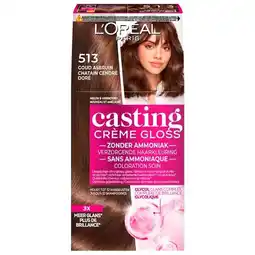 Trekpleister L'Oréal Paris Casting Crème Gloss 513 Goud Asbruin Verzorgende Haarkleuring aanbieding