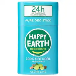Trekpleister Happy Earth Cedar Lime Pure Deo Stick aanbieding