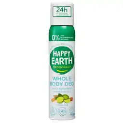 Trekpleister Happy Earth Deodorant Cedar Lime Whole Body Deo Spray aanbieding