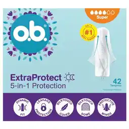Trekpleister o.b. ExtraProtect 5-in-1 Protection Super Tampons aanbieding