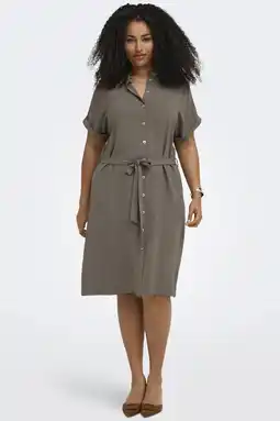 Wehkamp ONLY CARMAKOMA blousejurk met ceintuur bruin aanbieding