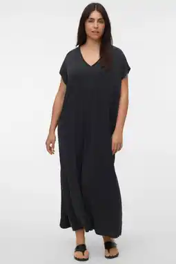Wehkamp VERO MODA CURVE modal sweatjurk met split Plus Size - zwart aanbieding