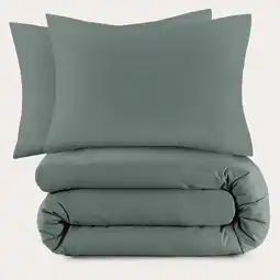 Wehkamp NOUS Living basis dekbedovertrek 2-persoons - donkergroen (200x200 cm) aanbieding