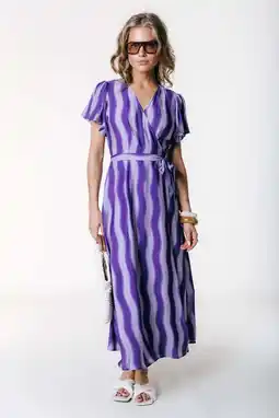 Wehkamp Colourful Rebel viscose maxi gestreepte wikkeljurk - lavendel aanbieding
