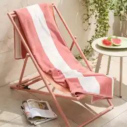 Wehkamp BEACHWAVE strandlaken Bold Stripe - roze (velours) (180x100 cm) aanbieding