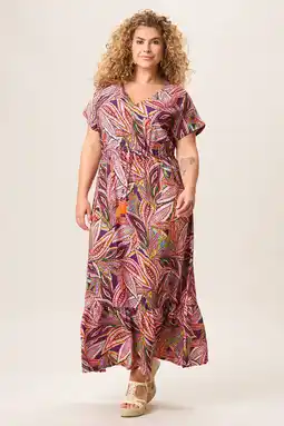 Wehkamp Miss Etam Plus viscose midi zomerjurk met print - oranje aanbieding