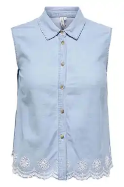Wehkamp ONLY CARMAKOMA broderie blouse Plus Size - lichtblauw aanbieding
