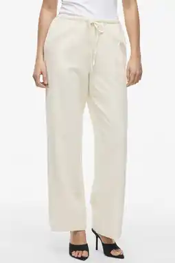 Wehkamp VILA wide leg regularwaist casual broek met linnen ecru aanbieding