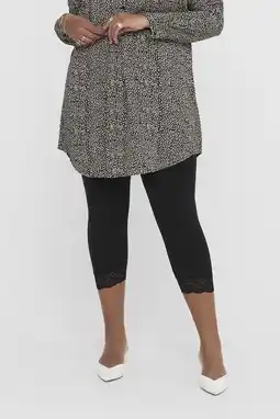Wehkamp ONLY CARMAKOMA 3/4 legging CARTIME met kant zwart aanbieding