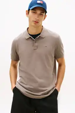 Wehkamp Tommy Jeans slim polo lichtbruin aanbieding