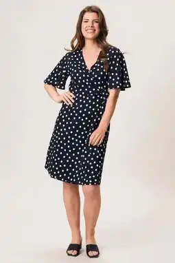 Wehkamp Miss Etam wikkeljurk met stippen - donkerblauw aanbieding