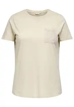Wehkamp ONLY CARMAKOMA T-shirt ecru aanbieding