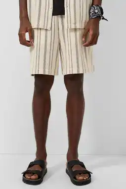 Wehkamp QS regular gestreepte bermuda short beige aanbieding