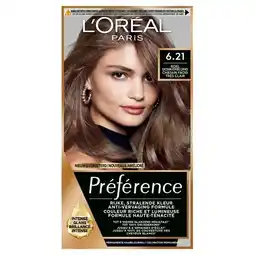 Trekpleister L'Oréal Paris Préférence 6.21 Koel Donkerblond Permanente Haarkleuring aanbieding