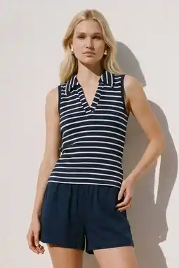 Wehkamp VERO MODA katoenen gestreepte top - donkerblauw aanbieding