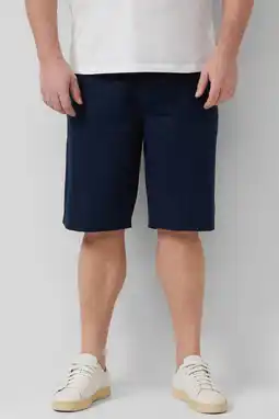Wehkamp s.Oliver Big Size straight bermuda short met linnen donkerblauw aanbieding
