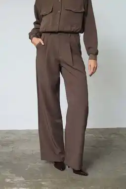 Wehkamp SisterS Point wide leg highwaist pantalon donkerbruin aanbieding