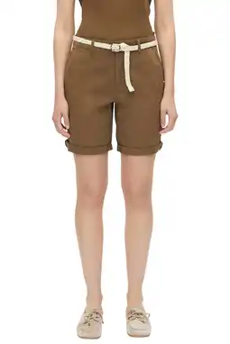 Wehkamp s.Oliver straight leg bermuda short met ceintuur - bruin aanbieding