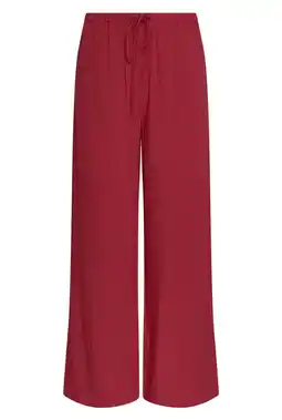 Wehkamp MSCH Copenhagen wide leg fit broek met linnen - donkerrood aanbieding