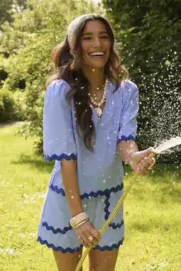 Wehkamp Ydence gestreepte blousetop - blauw aanbieding