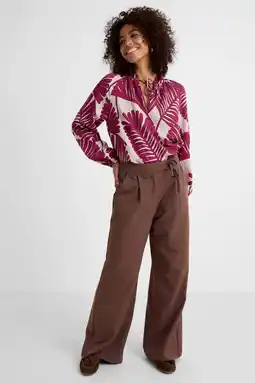 Wehkamp Ruby wide leg broek met striksluiting bruin aanbieding