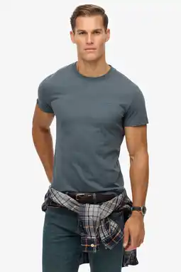 Wehkamp Superdry slim T-shirt grijsblauw aanbieding