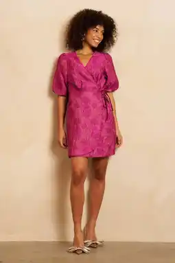 Wehkamp Lofty Manner gebloemde korte jurk met lurex paars aanbieding