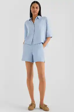 Wehkamp s.Oliver high waist regular fit casual gestreepte short - lichtblauw aanbieding