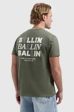 Wehkamp Ballin regular T-shirt met backprint donkergroen aanbieding