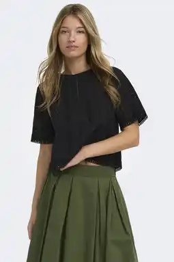 Wehkamp ONLY top broderie zwart aanbieding