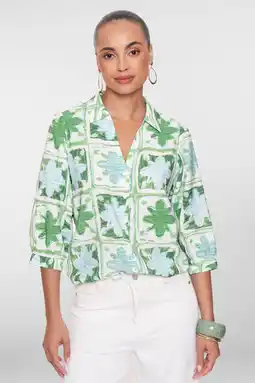 Wehkamp Geisha gebloemde blouse groen aanbieding